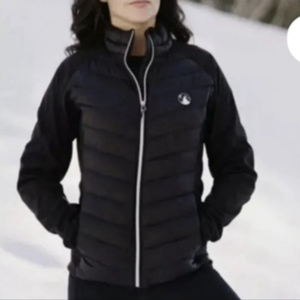 Zyia Women's Active Black Whistler Hybrid Packable Hike Running Puffer Jacket XL